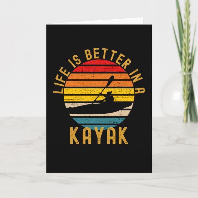 Life Is Better In A Kayak Retro Card (Front)