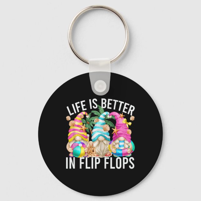 Life Is Better In Flip Flops For Beach Girls Summe Keychain (Front)