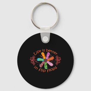 Life Is Better In Flip Flops Girl Beach Gifts Sand Keychain