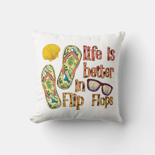 Life is Better in Flip Flops   Summer Vibes Throw Pillow