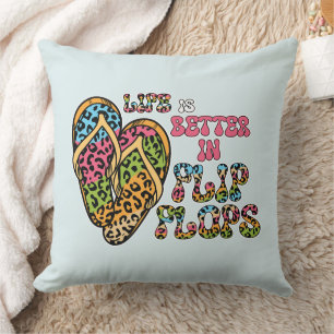Life is Better in Flip Flops- Summer Vibes Throw Pillow