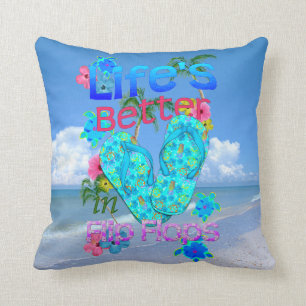 Life Is Better In Flip Flops Throw Pillow