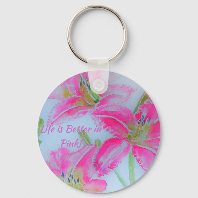 Life is Better In Pink Pretty Girls Gift Key Ring (Front)