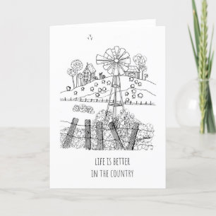 Life is Better in the Country, Drawing, Note card