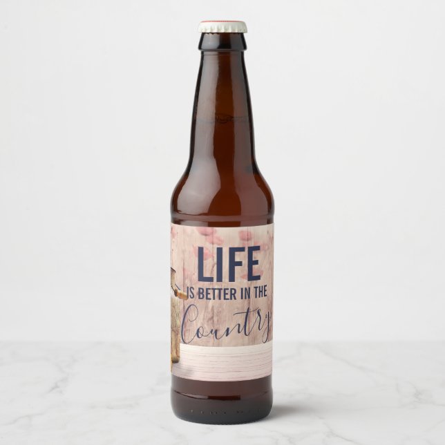 Life is Better in the Country Quote with Milk Can Beer Bottle Label (Front)