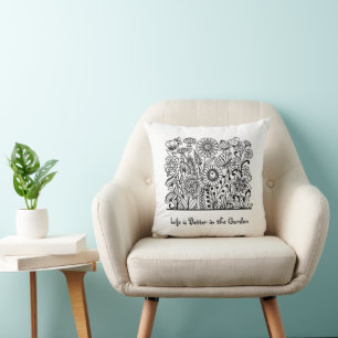 Life is Better in the Garden Floral Print Throw Pillow