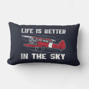 Life is Better in the Skies Aeroplane Pilot Lumbar Pillow