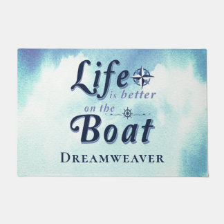 Life Is Better Nautical Blue Boat Welcome Doormat