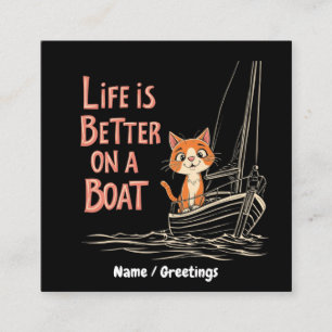 Life is Better on a Boat Katamaran Segeln Design Square Business Card