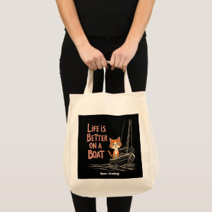 Life is Better on a Boat Katamaran Segeln Design Tote Bag