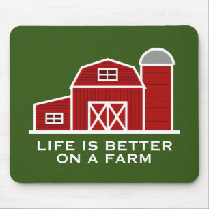 Life is better on a farm red barn house custom  mouse pad