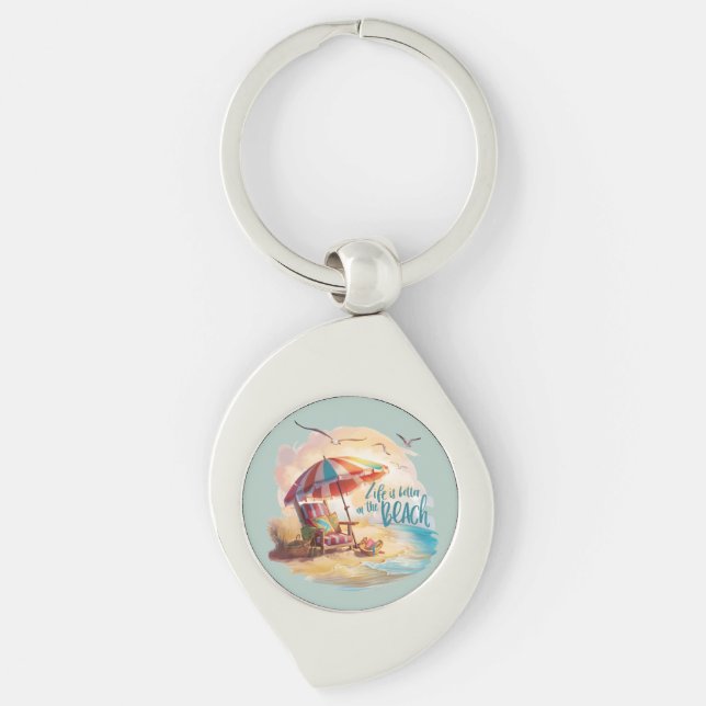 Life Is Better on the Beach Coastal Aesthetic Keychain (Front)