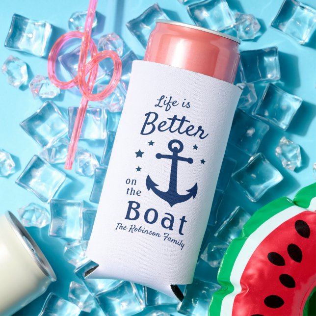 Life Is Better On The Boat Family Name Stars Seltzer Can Cooler (In Situ Summer)