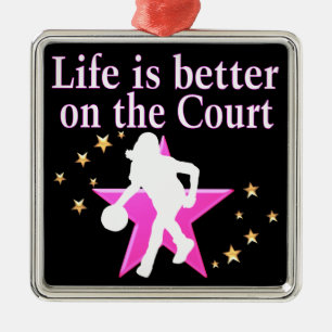 LIFE IS BETTER ON THE COURT METAL ORNAMENT