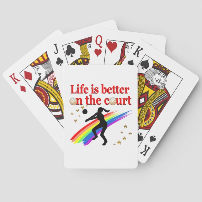 LIFE IS BETTER ON THE COURT VOLLEYBALL DESIGN PLAYING CARDS (Back)