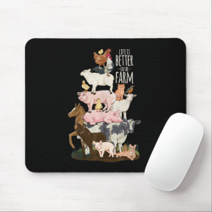 Life is better on the Farm, Cute Animals, Country Mouse Pad