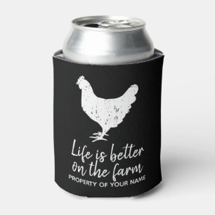 Life is better on the farm funny vintage custom can cooler