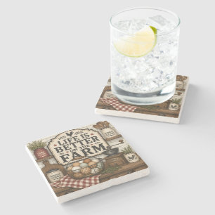 Life Is Better On The Farm Stone Coaster