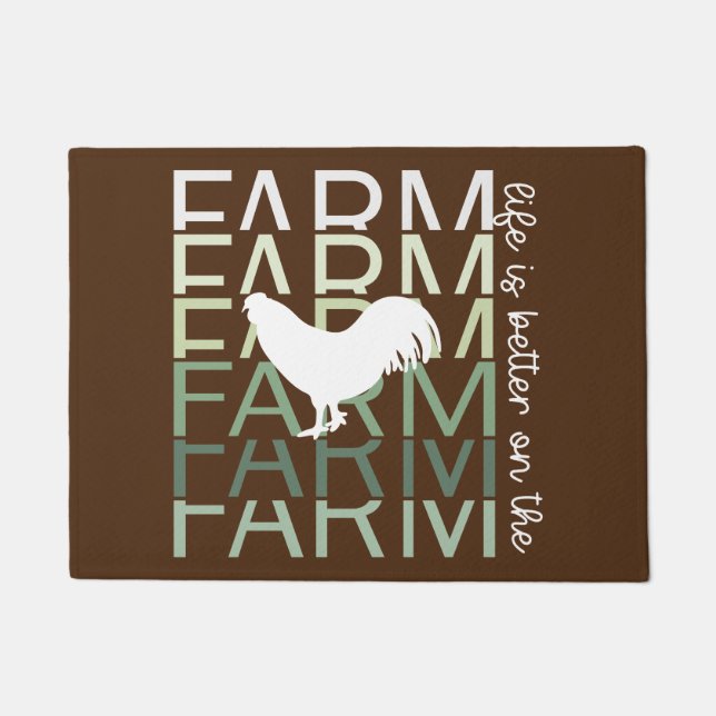 Life Is Better On The Farm with Rooster Doormat (Front)