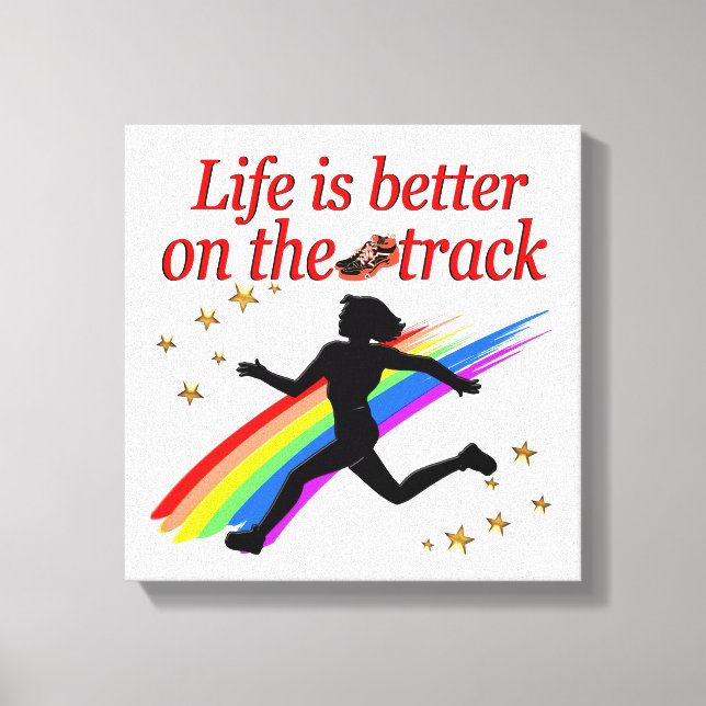 LIFE IS BETTER ON THE TRACK RUNNER DESIGN CANVAS PRINT (Front)