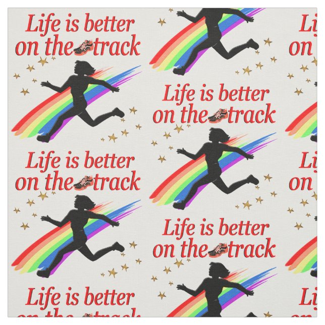 LIFE IS BETTER ON THE TRACK RUNNER DESIGN FABRIC (Swatch)