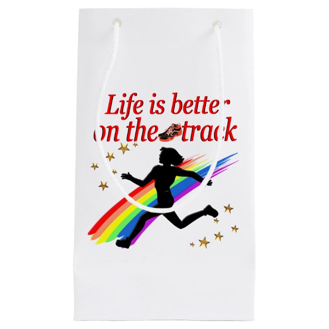 LIFE IS BETTER ON THE TRACK RUNNER DESIGN SMALL GIFT BAG (Front)