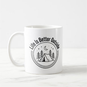 Life Is Better Outside Camping Badge Coffee Mug