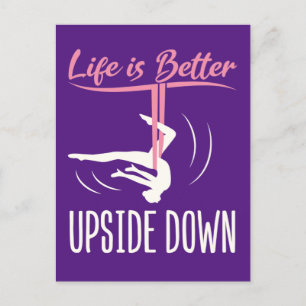 Life is Better Upside Down Aerial Yoga Postcard