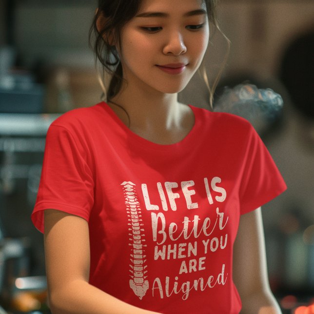 Life is Better When Aligned Chiropractic Mom T-Shirt (Life is Better Aligned Chiropractic Womens Red T-Shirt)