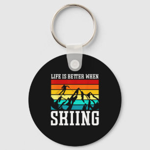 Life is better when skiing - retro ski funny skiin keychain