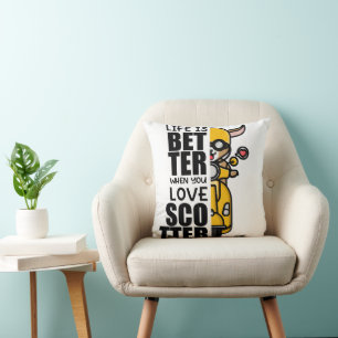 "Life Is Better When You Love Scooter" – Cute Goat Throw Pillow