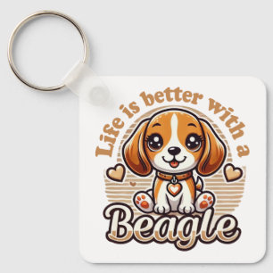 Life is Better with a Beagle - Cute Beagle Keychain