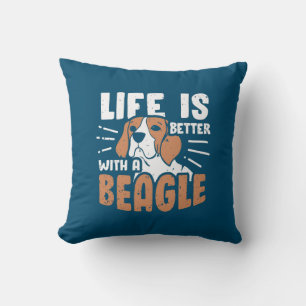 Life Is Better With A Beagle Dog Throw Pillow