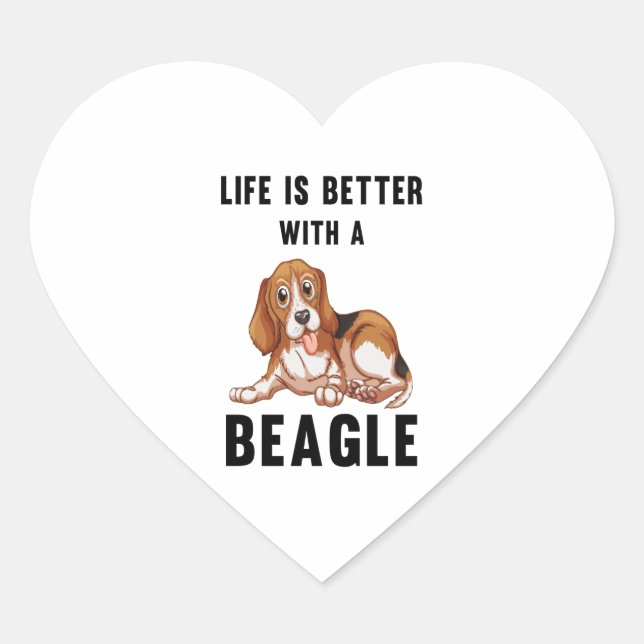 Life is better with a Beagle  Heart Sticker (Front)