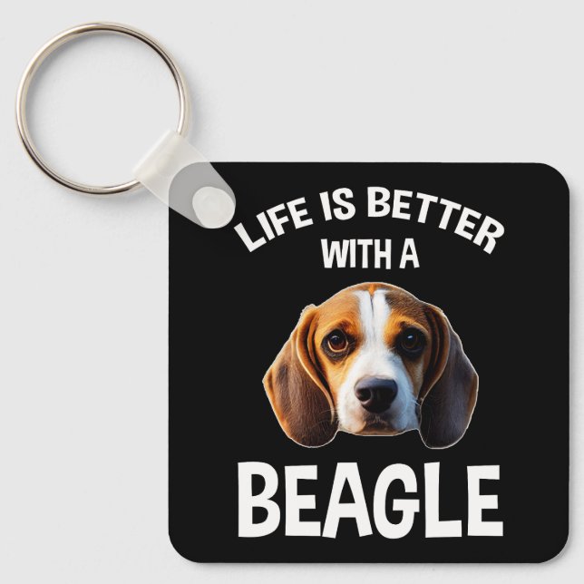 Life Is Better With A Beagle Keychain (Front)