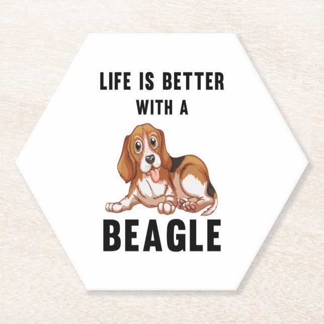 Life is better with a Beagle  Paper Coaster (Front)
