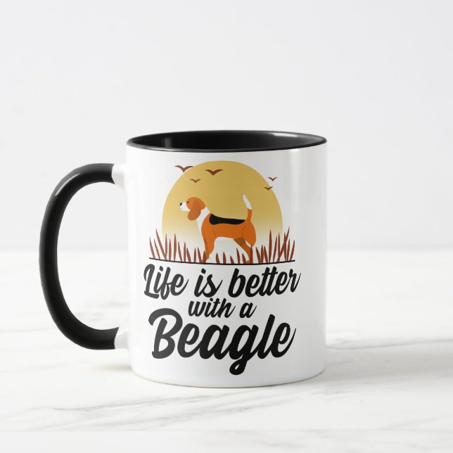 Life Is Better With a Beagle Sunset Design Mug (Left)