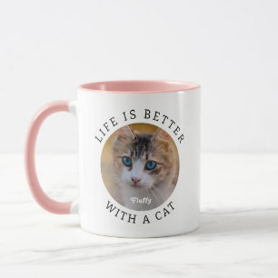 Life is Better with a Cat Add Photo and Name Mug