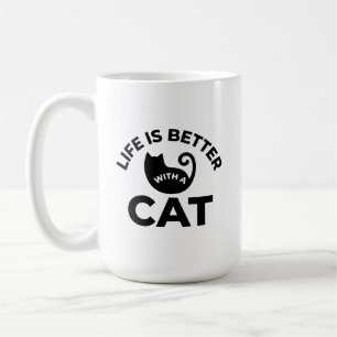 Life Is Better With A Cat Bold Typography Pet Love Coffee Mug