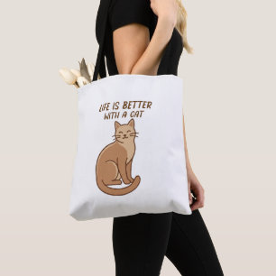 Life Is Better With a Cat – Cute Cat Lover Design Tote Bag