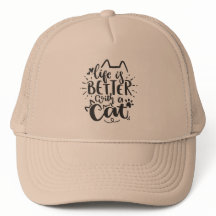 Life Is Better with a Cat –  Hand-Drawn Cat Quote