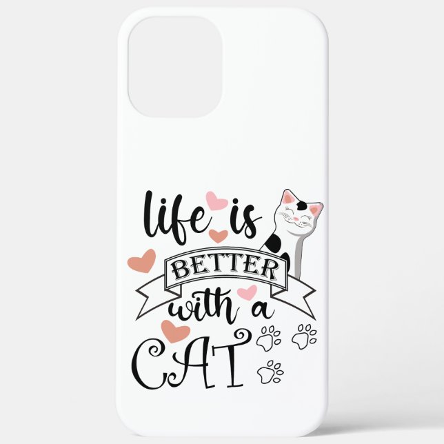 Life is Better With a Cat quote slogan Case-Mate iPhone Case (Back)