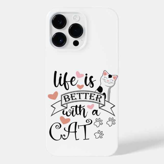 Life is Better With a Cat quote slogan iPhone Case (Back)
