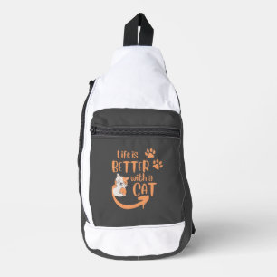 life is better with a cat sling bag