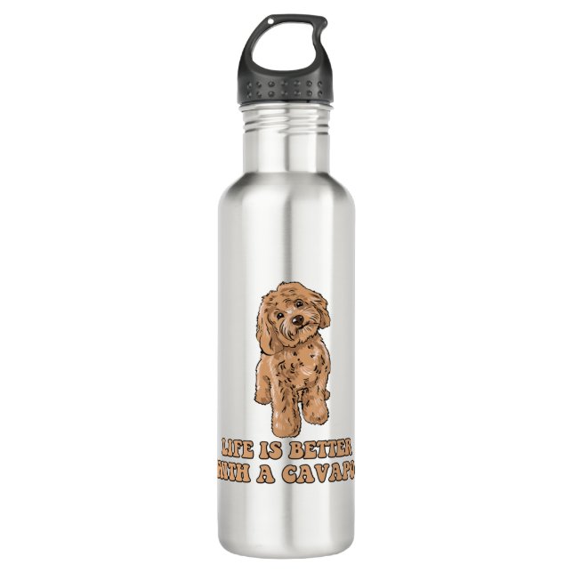 Life Is Better With A Cavapoo - Funny Dog Lover  1 710 Ml Water Bottle (Front)