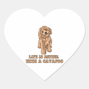 Life Is Better With A Cavapoo - Funny Dog Lover  1 Heart Sticker