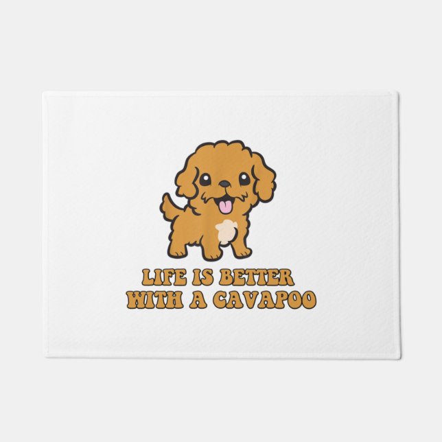 Life Is Better With A Cavapoo - Funny Dog Lover   Doormat (Front)