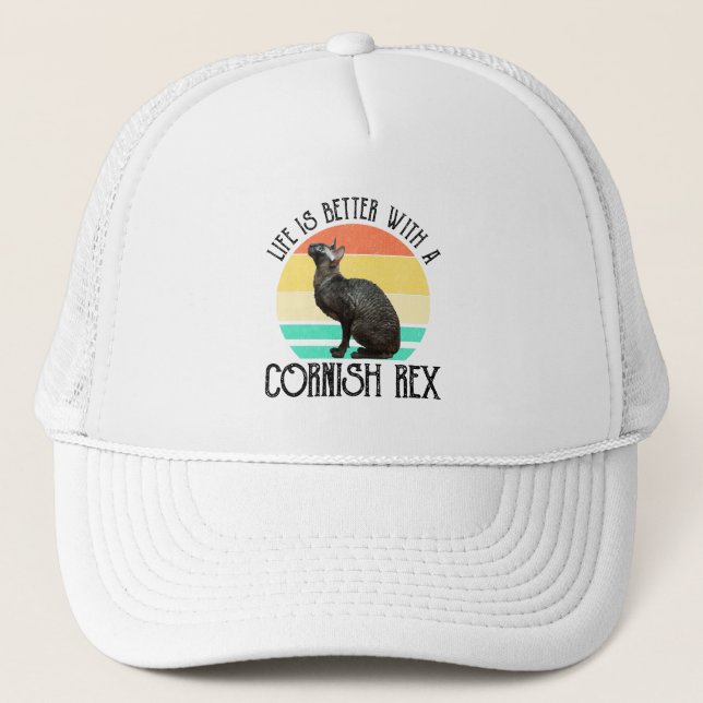 Life Is Better With A Cornish Rex Trucker Hat (Front)