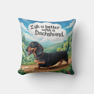 Life Is Better With A Dachshund Throw Pillow