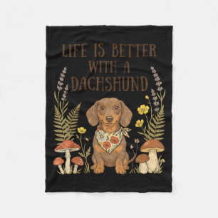 Life is better with a dachshund wiener dog lover fleece blanket